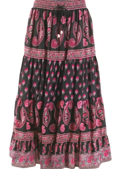 bonprix bonprix Faldas|Novedades>Falda larga de algodón puro Negro estampado