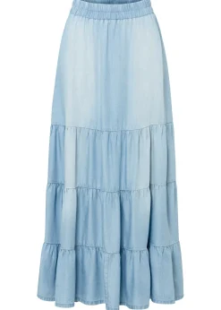 Mujer bonprix bonprix Falda larga de capas de TENCEL鈩