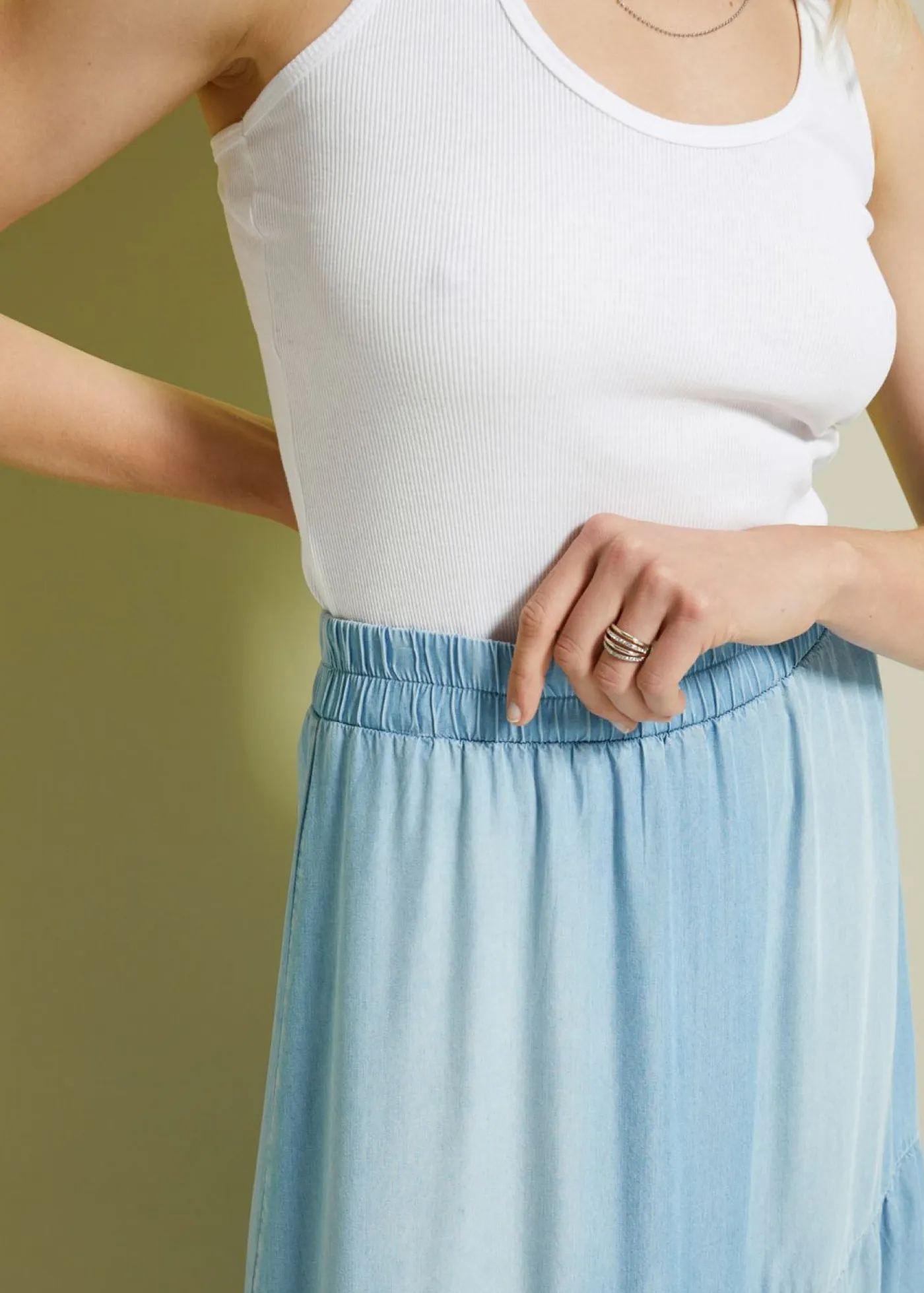 Mujer bonprix bonprix Falda larga de capas de TENCEL鈩