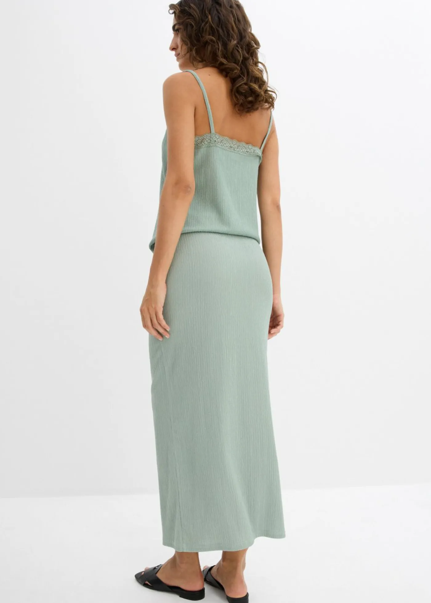 bonprix bonprix Conjuntos De Ropa|Faldas>Falda larga de crepé ligero verde ahumado