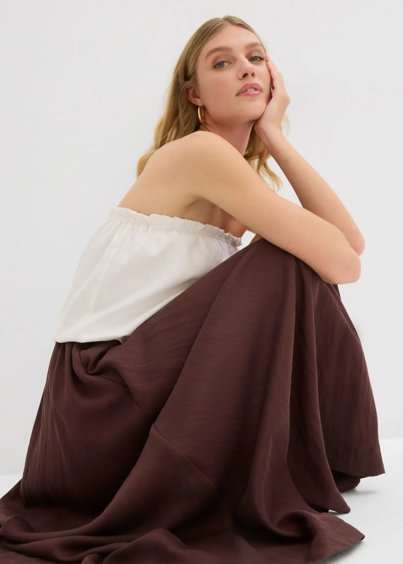 Mujer bonprix bonprix Falda larga de mezcla de lyocell fluido