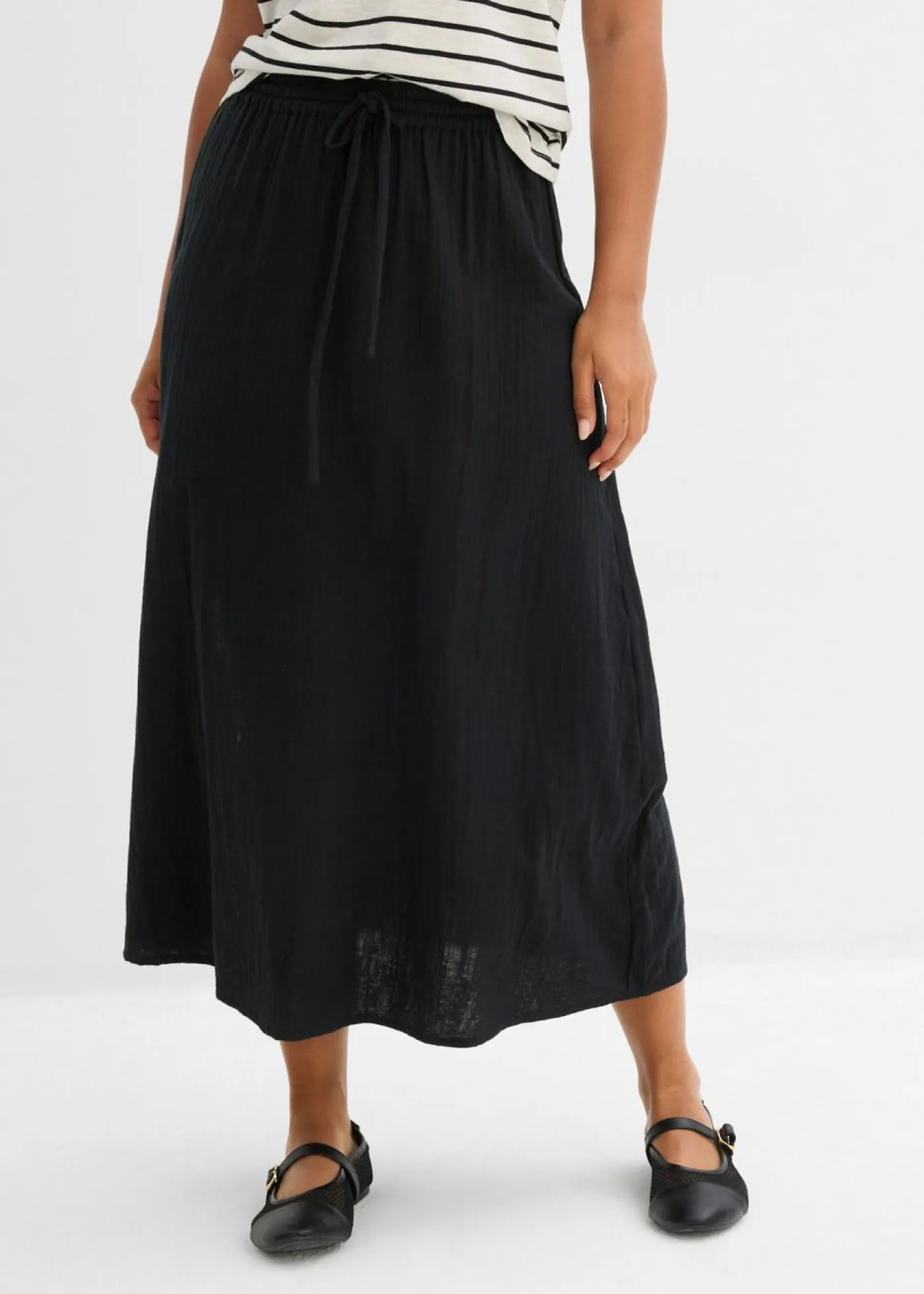 bonprix bonprix Faldas>Falda larga de muselina Negro