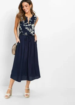 Mujer bonprix bonprix Falda larga de viscosa con cinturilla cómoda y lazo de anudar