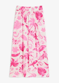 bonprix bonprix Faldas>Falda larga de viscosa estructurada Blanco-fucsia de flores