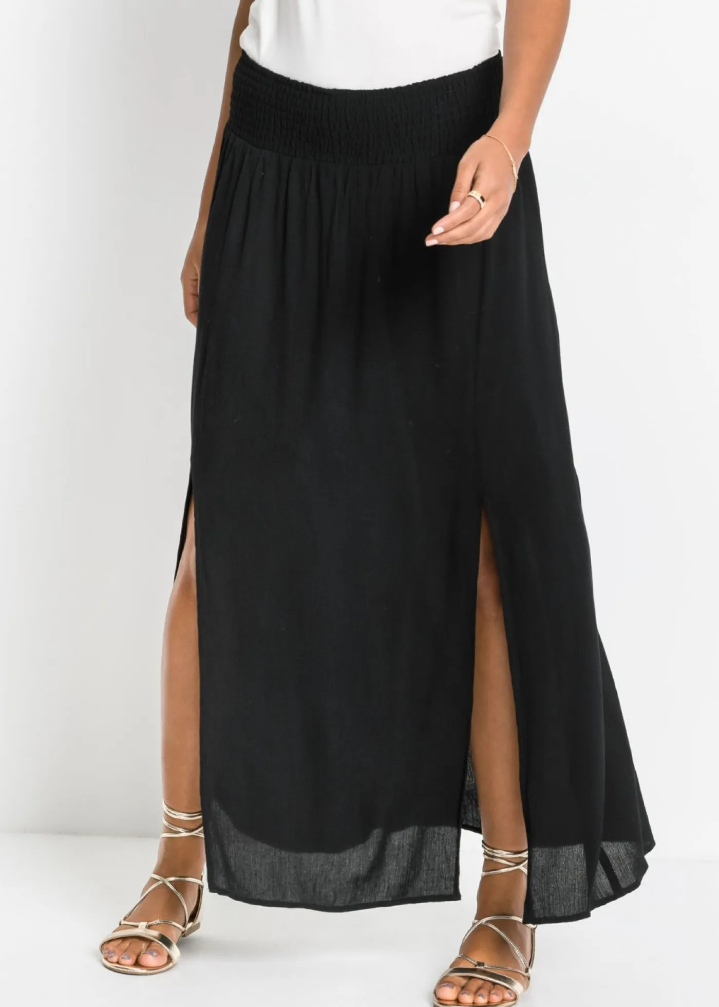 bonprix bonprix Faldas>Falda larga de viscosa fluida Negro