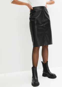 bonprix bonprix Faldas>Falda lápiz de piel sintética Negro