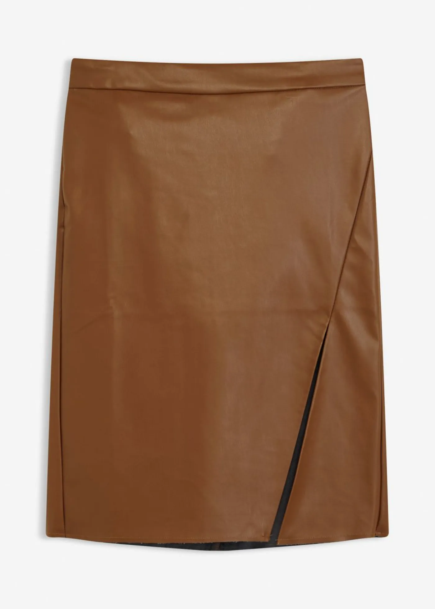 bonprix bonprix Faldas>Falda lápiz de piel sintética marrón pimienta