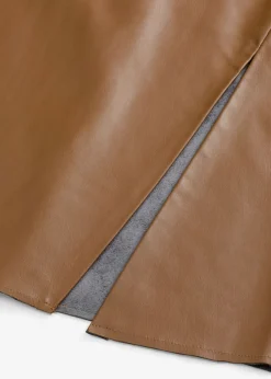 bonprix bonprix Faldas>Falda lápiz de piel sintética marrón pimienta