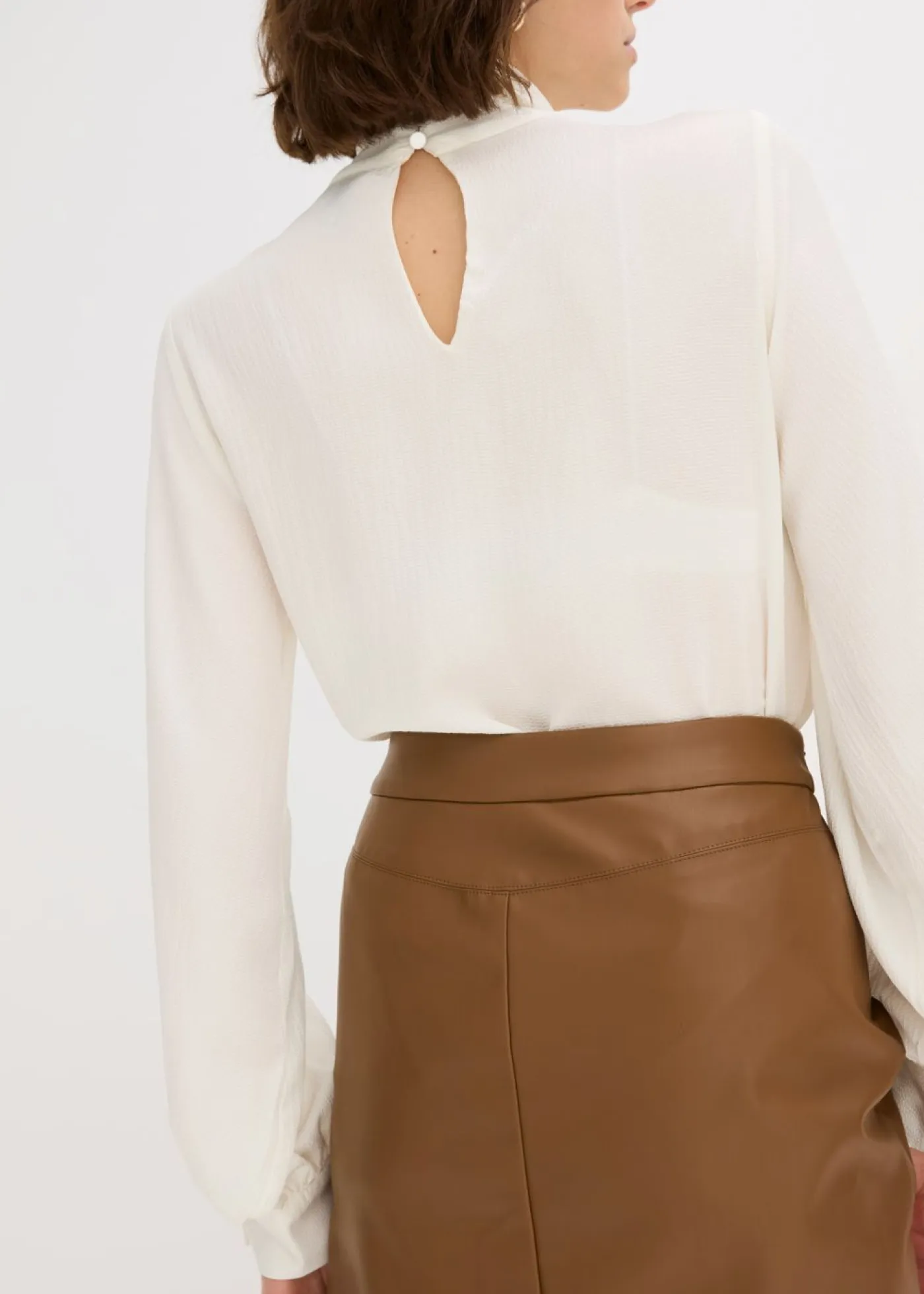 bonprix bonprix Faldas>Falda lápiz de piel sintética marrón pimienta