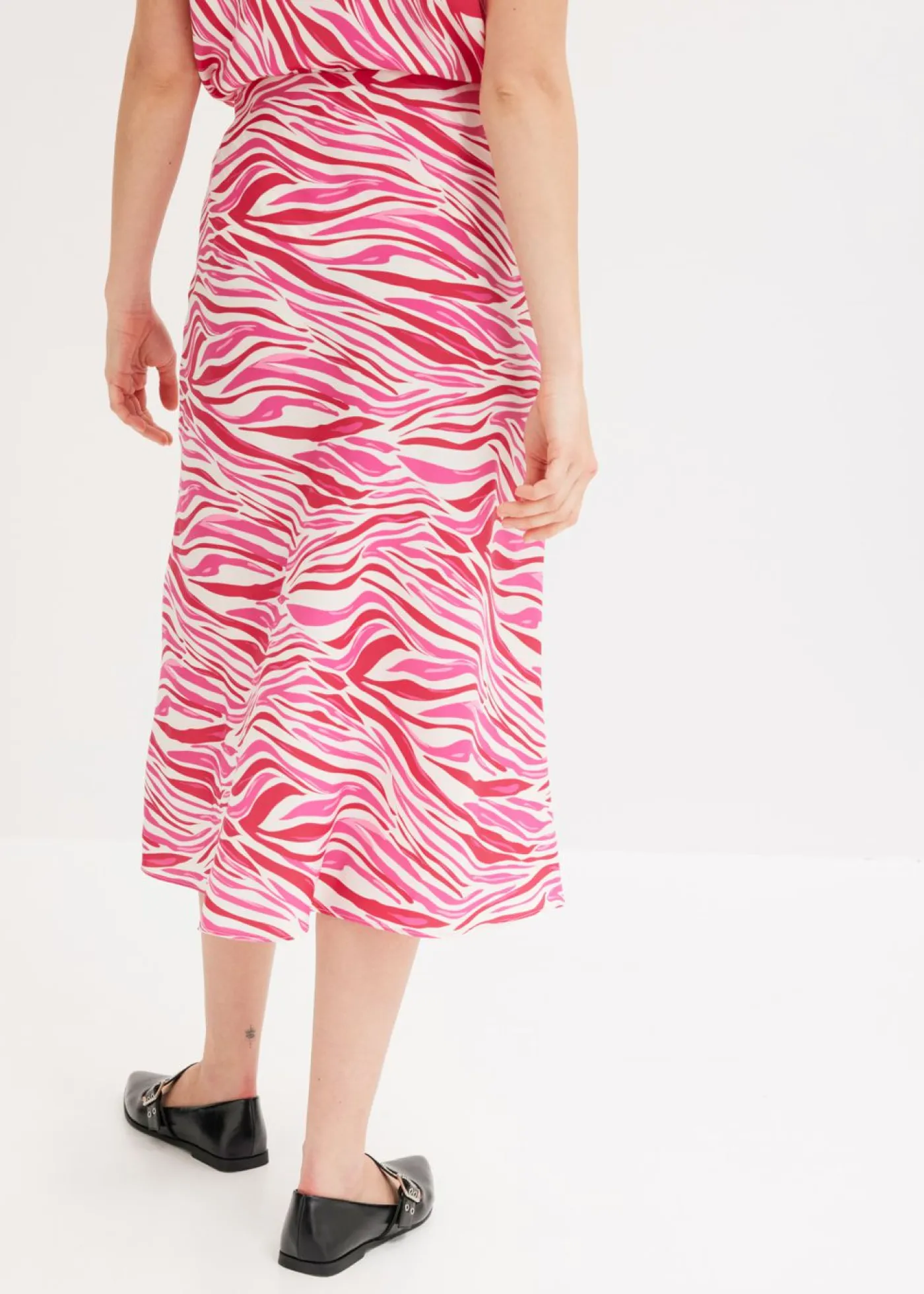 bonprix bonprix Faldas>Falda midi con cintura cómoda crema-rosa caliente