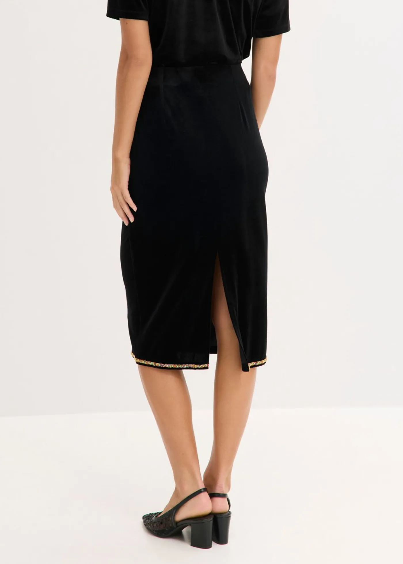 Mujer bonprix bonprix Falda midi con piedras brillantes