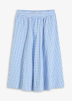 bonprix bonprix Faldas>Falda midi de algodón puro Azul provenzal/blanco lana de cuadros