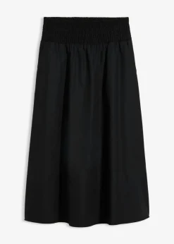 bonprix bonprix Esenciales|Faldas>Falda midi de algodón puro Negro