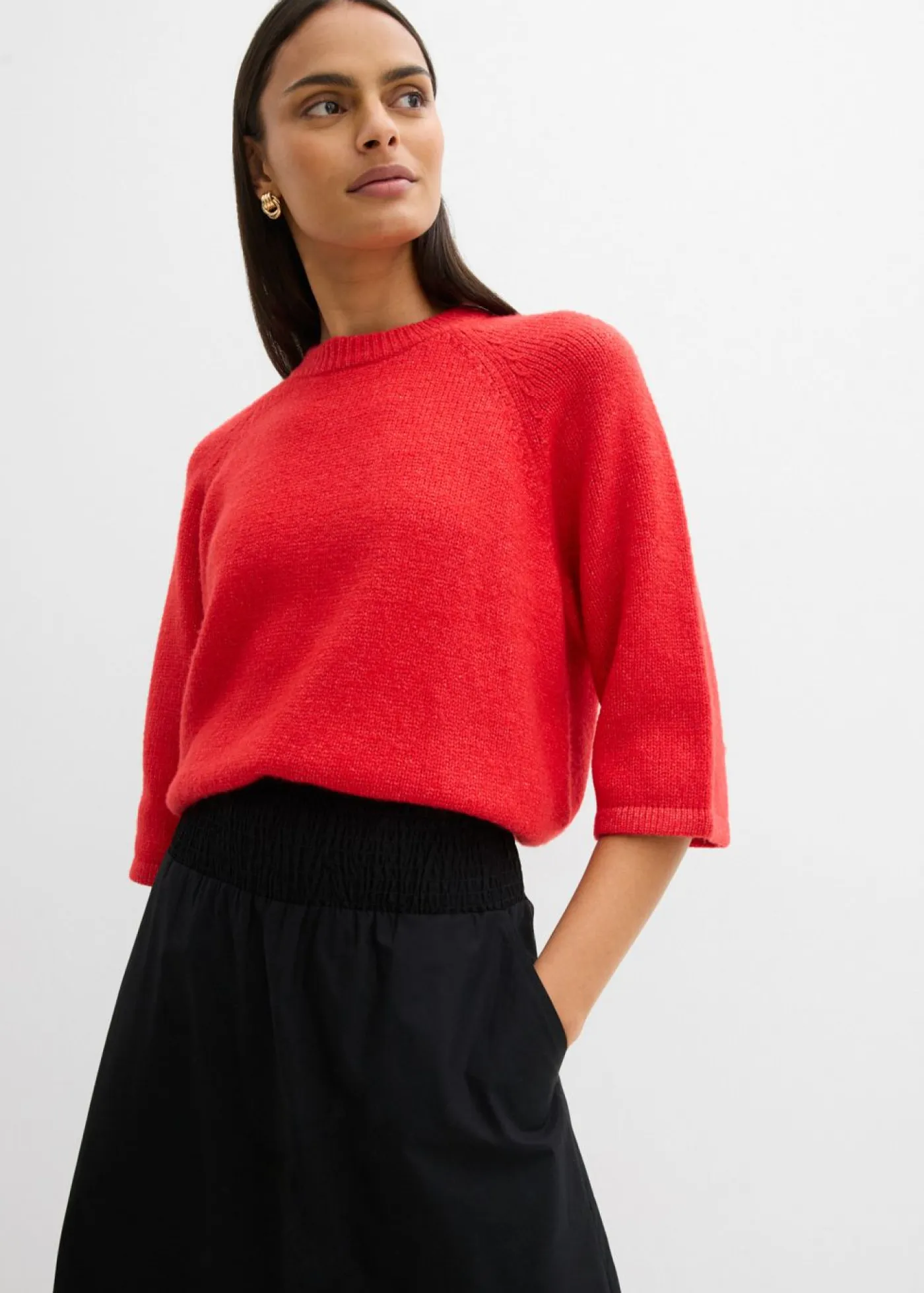 bonprix bonprix Esenciales|Faldas>Falda midi de algodón puro Negro