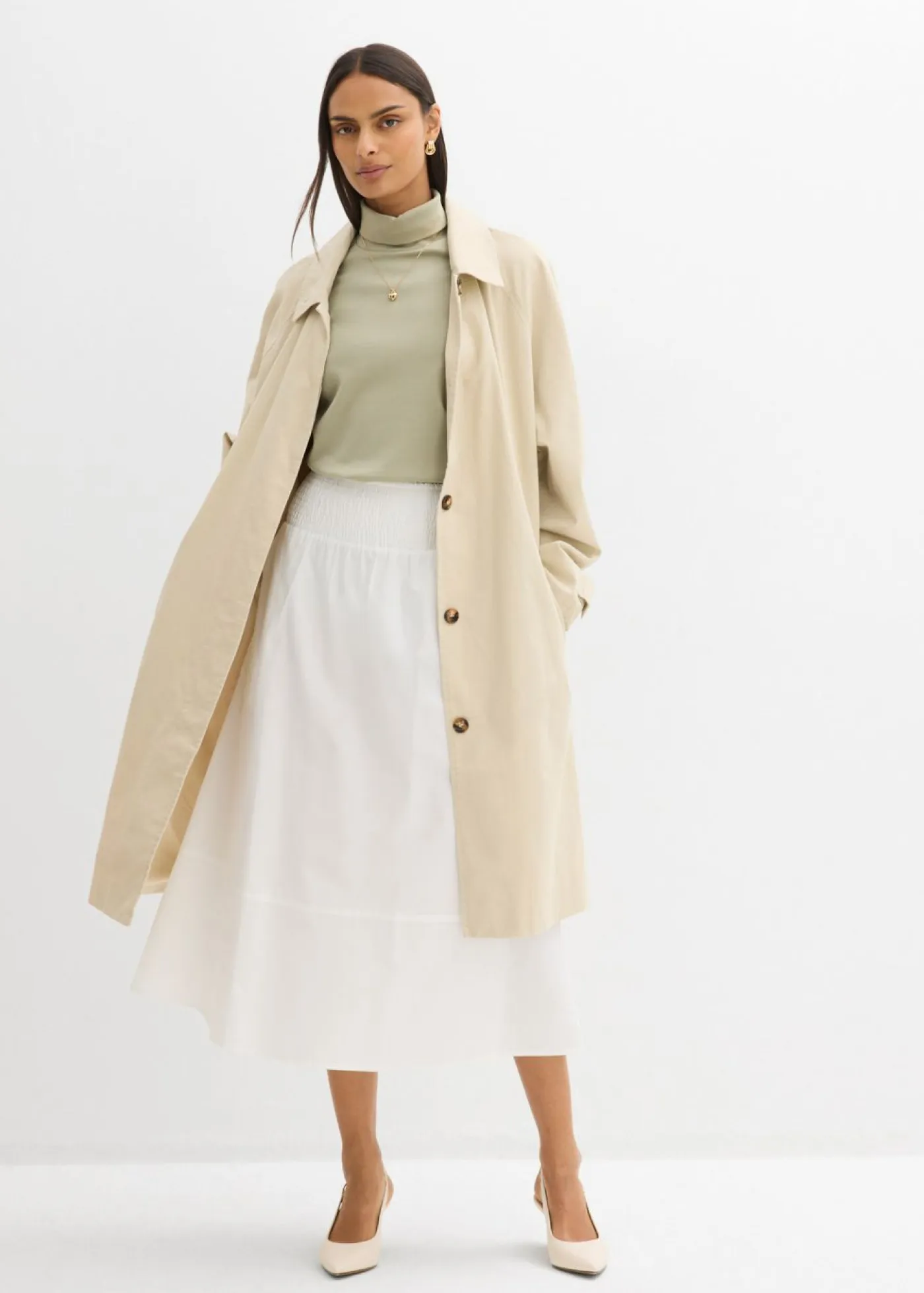 Mujer bonprix bonprix Falda midi de algodón puro