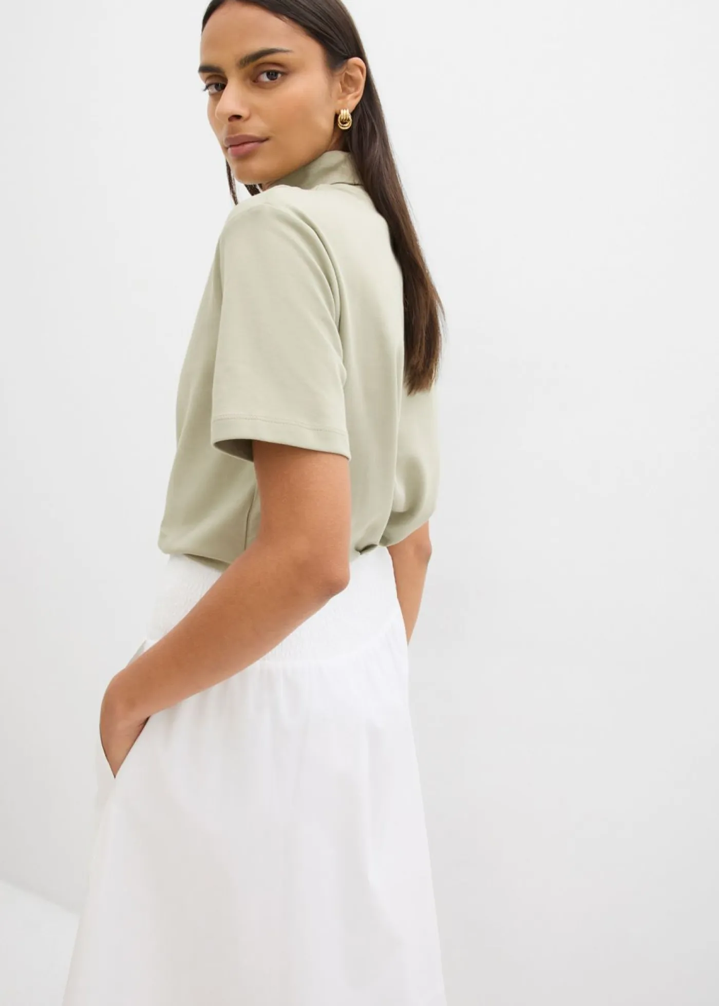 Mujer bonprix bonprix Falda midi de algodón puro