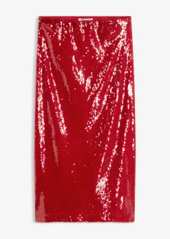 bonprix bonprix Faldas>Falda midi de lentejuelas rojo cayena