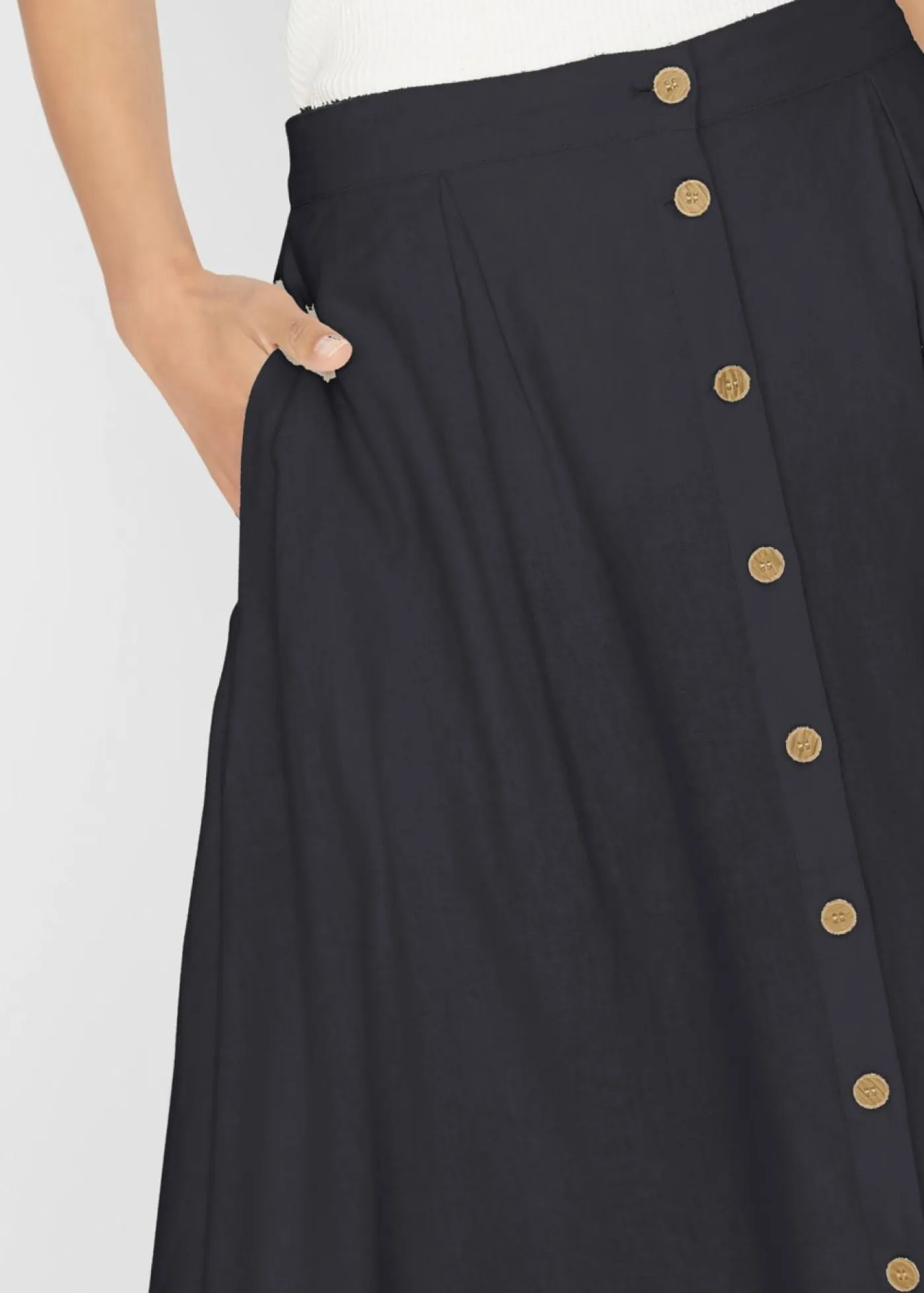 bonprix bonprix Faldas>Falda midi de lino Negro