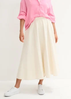 Mujer bonprix bonprix Falda midi de mezcla de lino