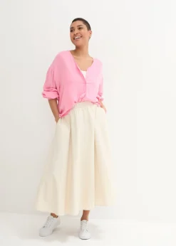Mujer bonprix bonprix Falda midi de mezcla de lino