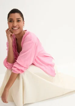 Mujer bonprix bonprix Falda midi de mezcla de lino