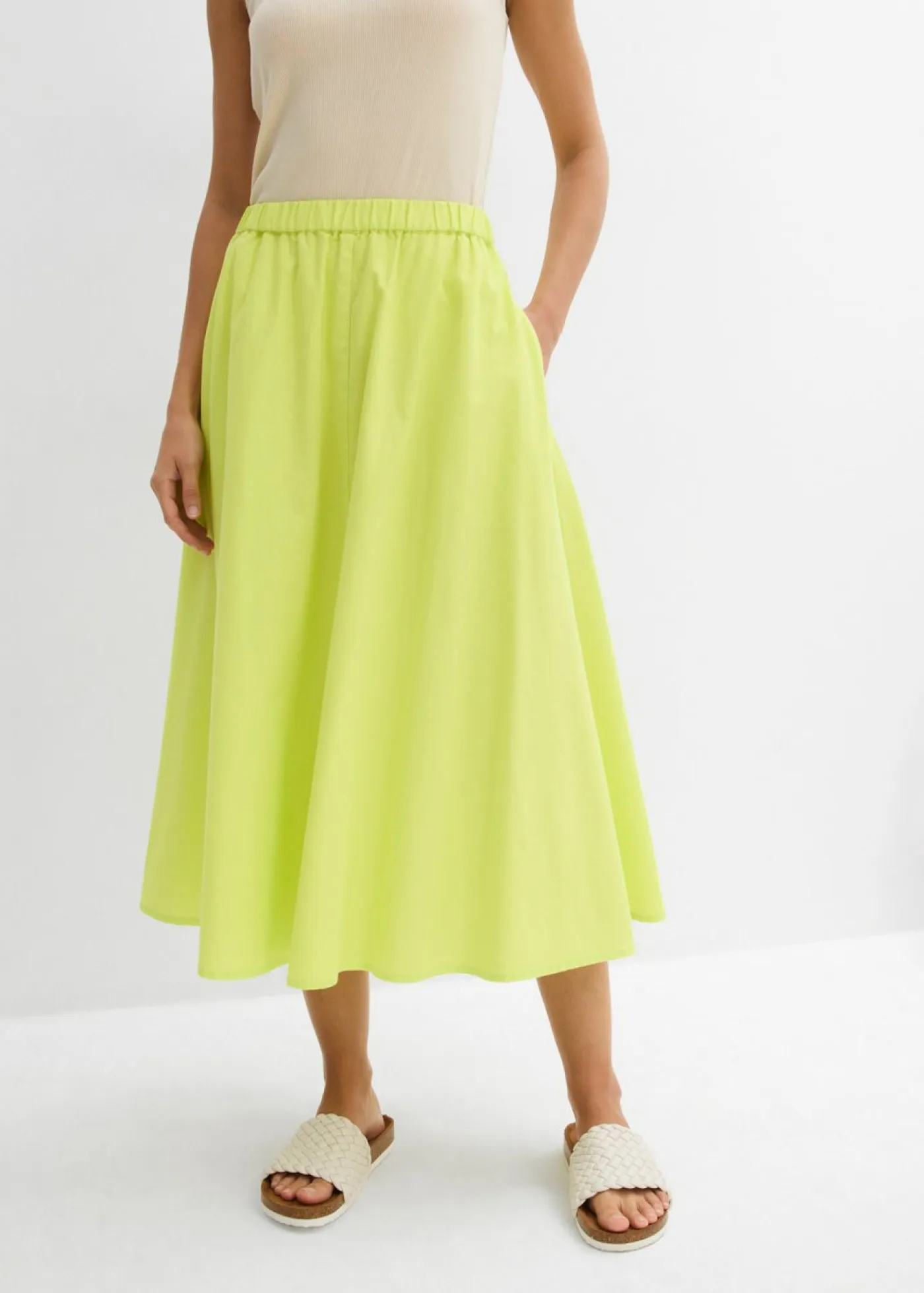 Mujer bonprix bonprix Falda midi de mezcla de lino