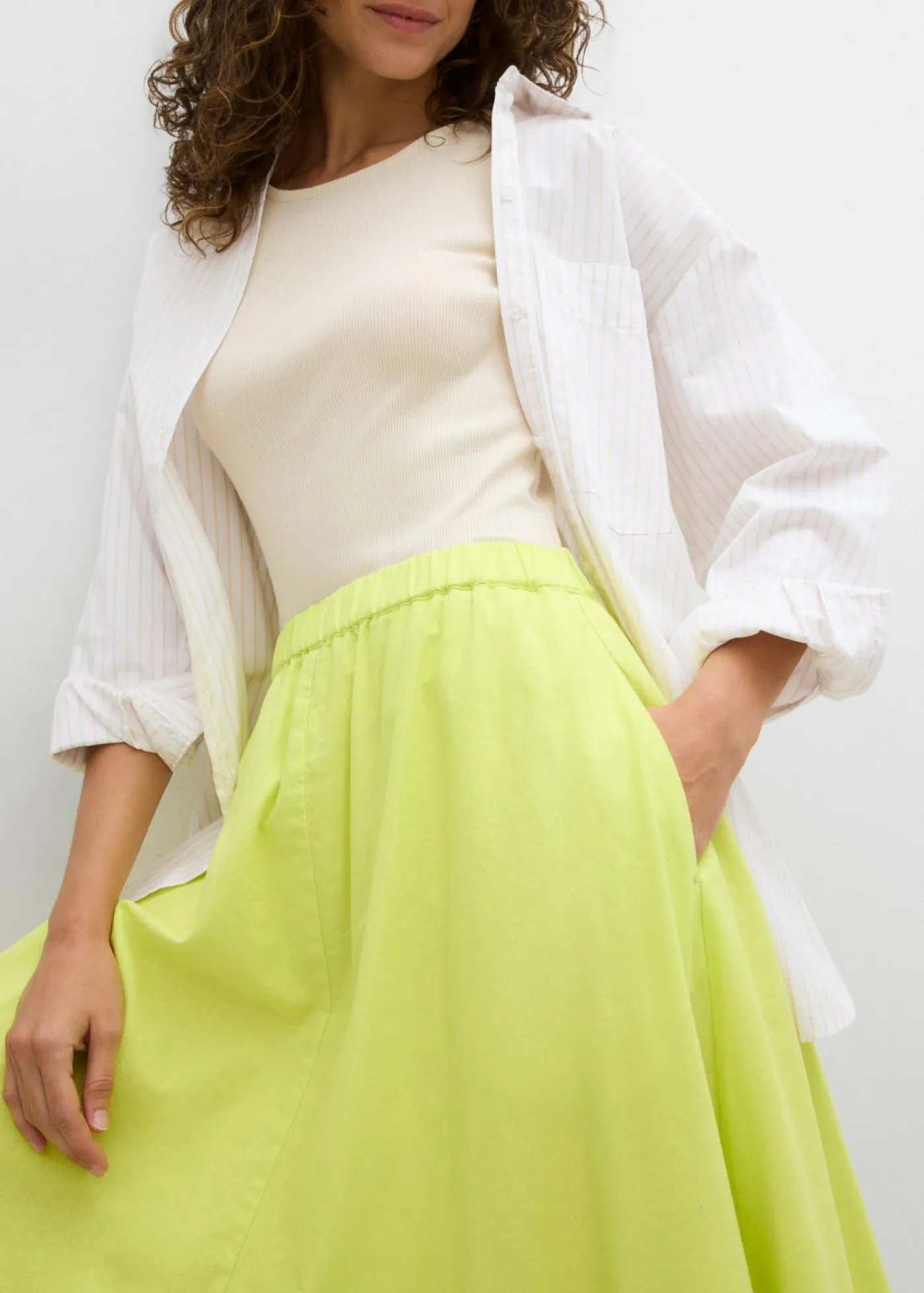 Mujer bonprix bonprix Falda midi de mezcla de lino