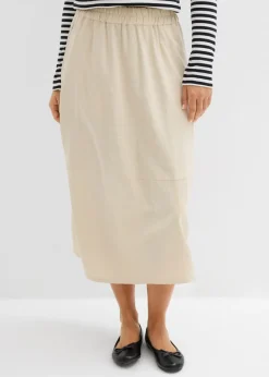 Mujer bonprix bonprix Falda midi de mezcla de lino ligero