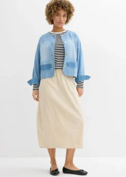 Mujer bonprix bonprix Falda midi de mezcla de lino ligero