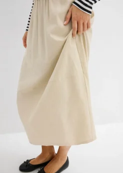 Mujer bonprix bonprix Falda midi de mezcla de lino ligero