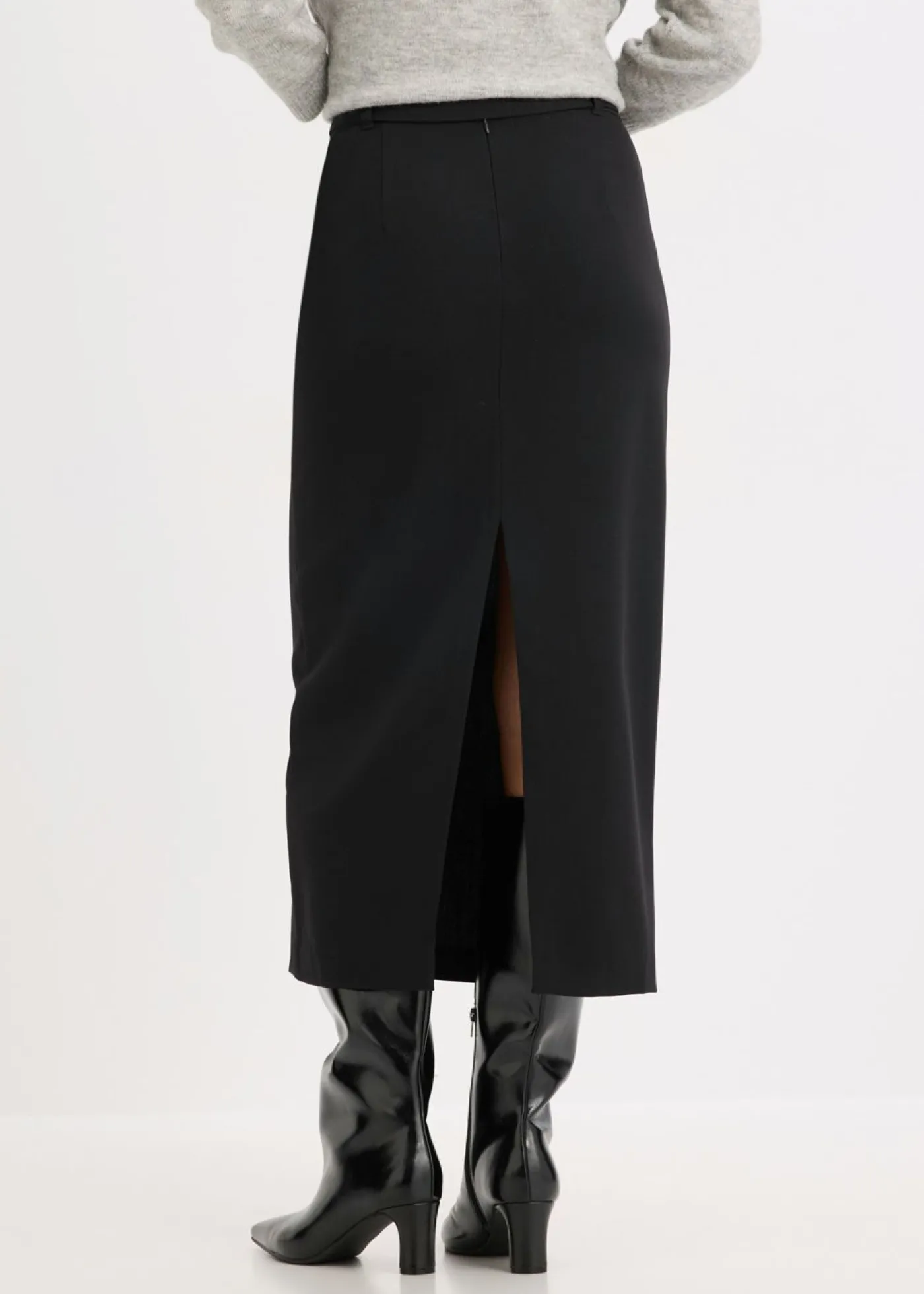 bonprix bonprix Faldas>Falda midi de mezcla de viscosa Negro