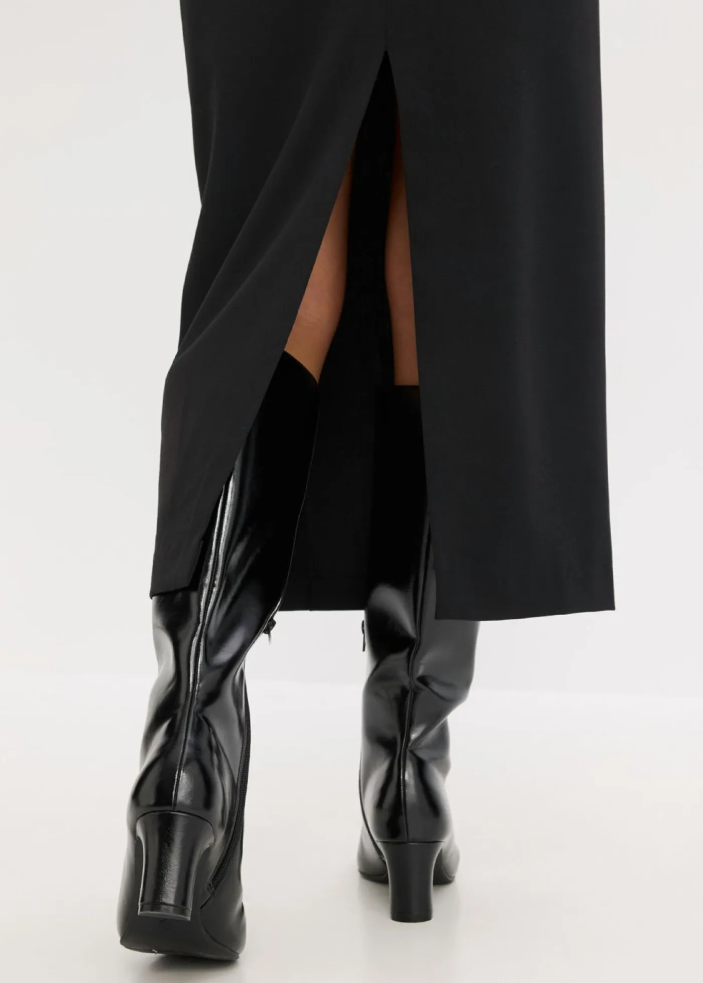 bonprix bonprix Faldas>Falda midi de mezcla de viscosa Negro