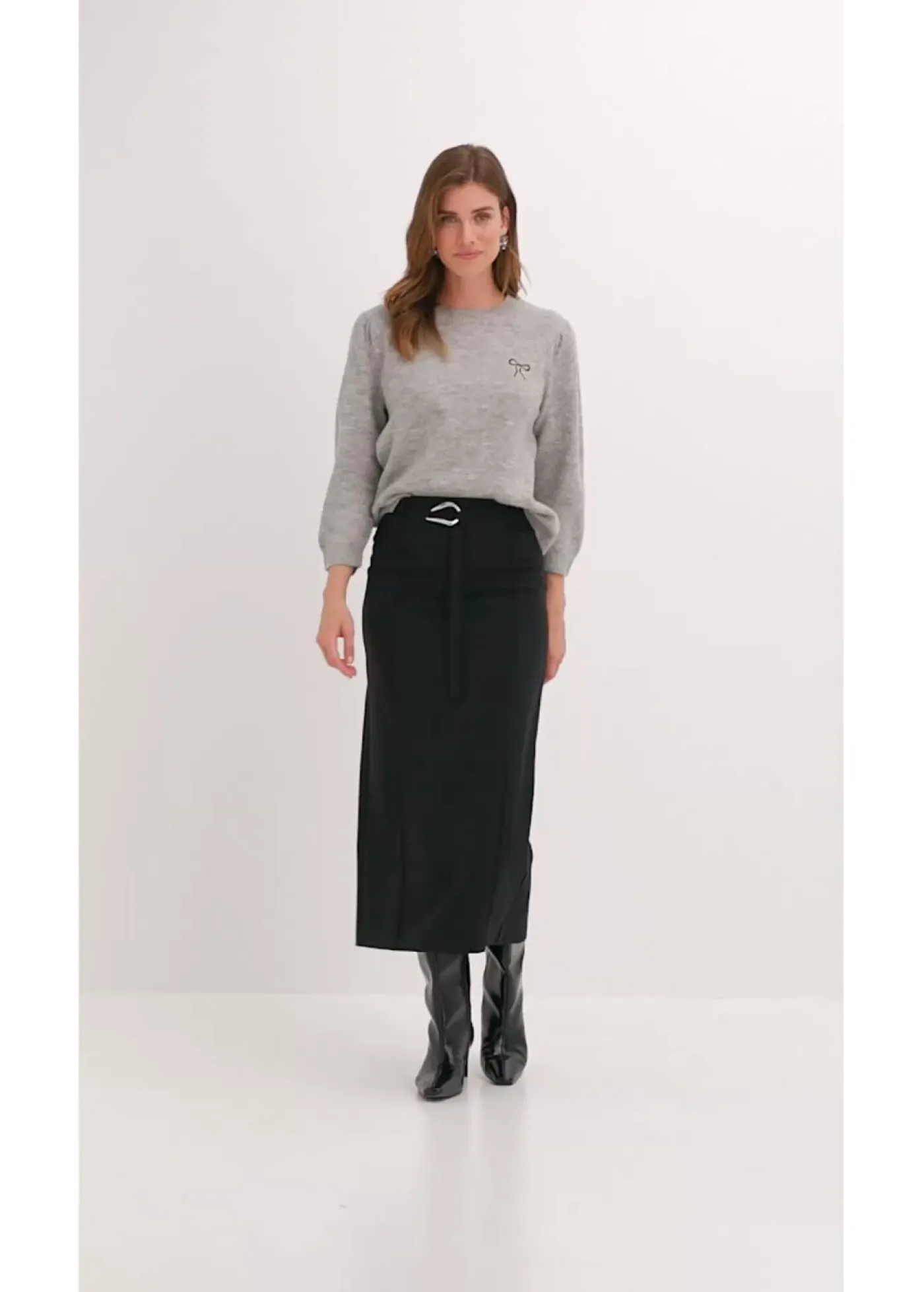 bonprix bonprix Faldas>Falda midi de mezcla de viscosa Negro
