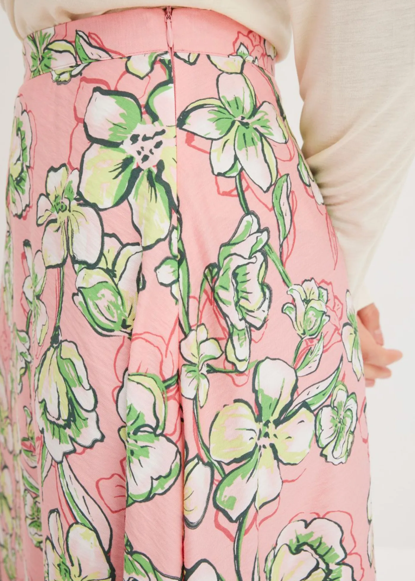 bonprix bonprix Faldas>Falda midi de mezcla de viscosa fluida rosa pálido