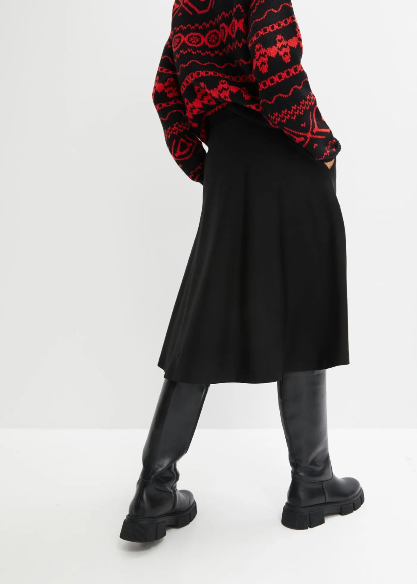 bonprix bonprix Faldas>Falda midi de mezcla de viscosa, por la rodilla Negro