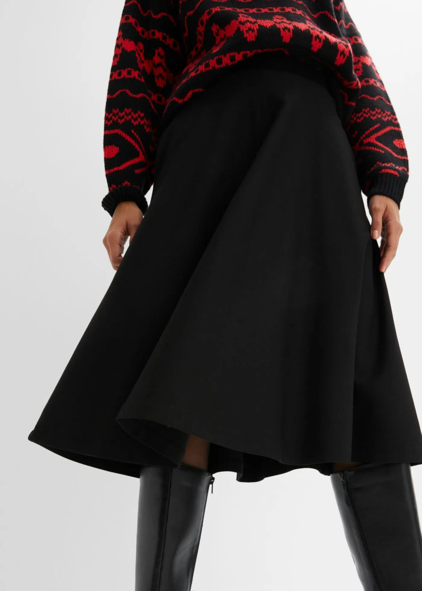 bonprix bonprix Faldas>Falda midi de mezcla de viscosa, por la rodilla Negro