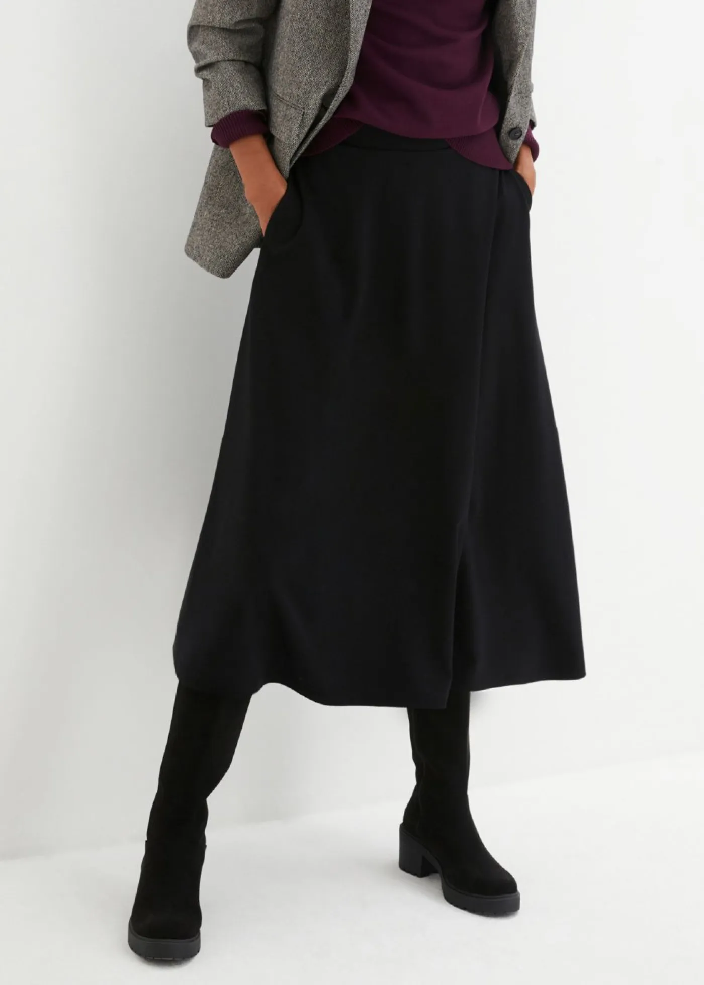 bonprix bonprix Faldas>Falda midi de Punto di Roma Negro