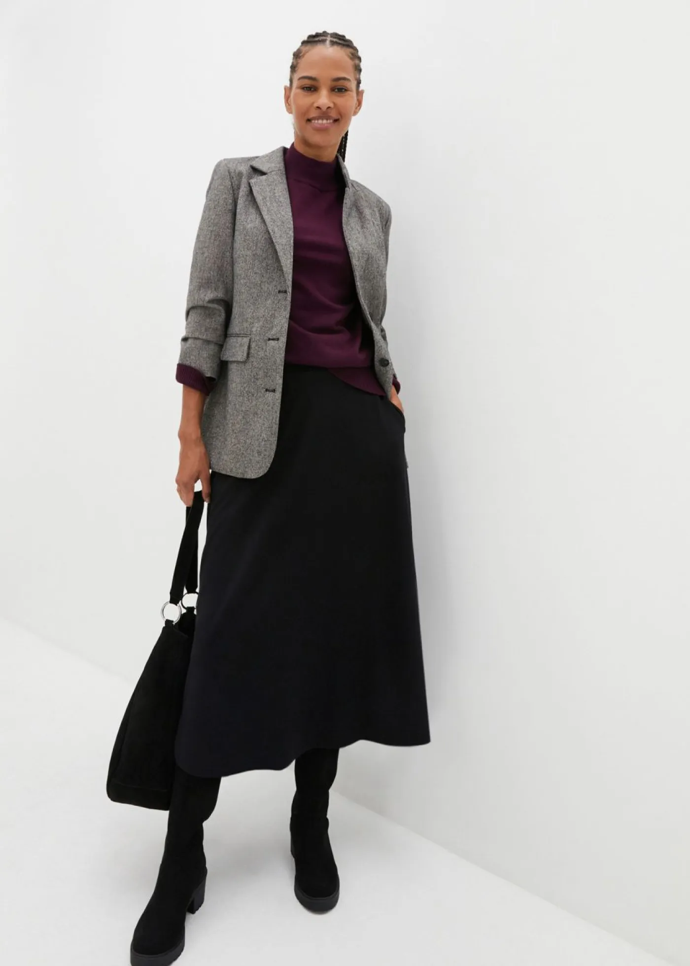 bonprix bonprix Faldas>Falda midi de Punto di Roma Negro