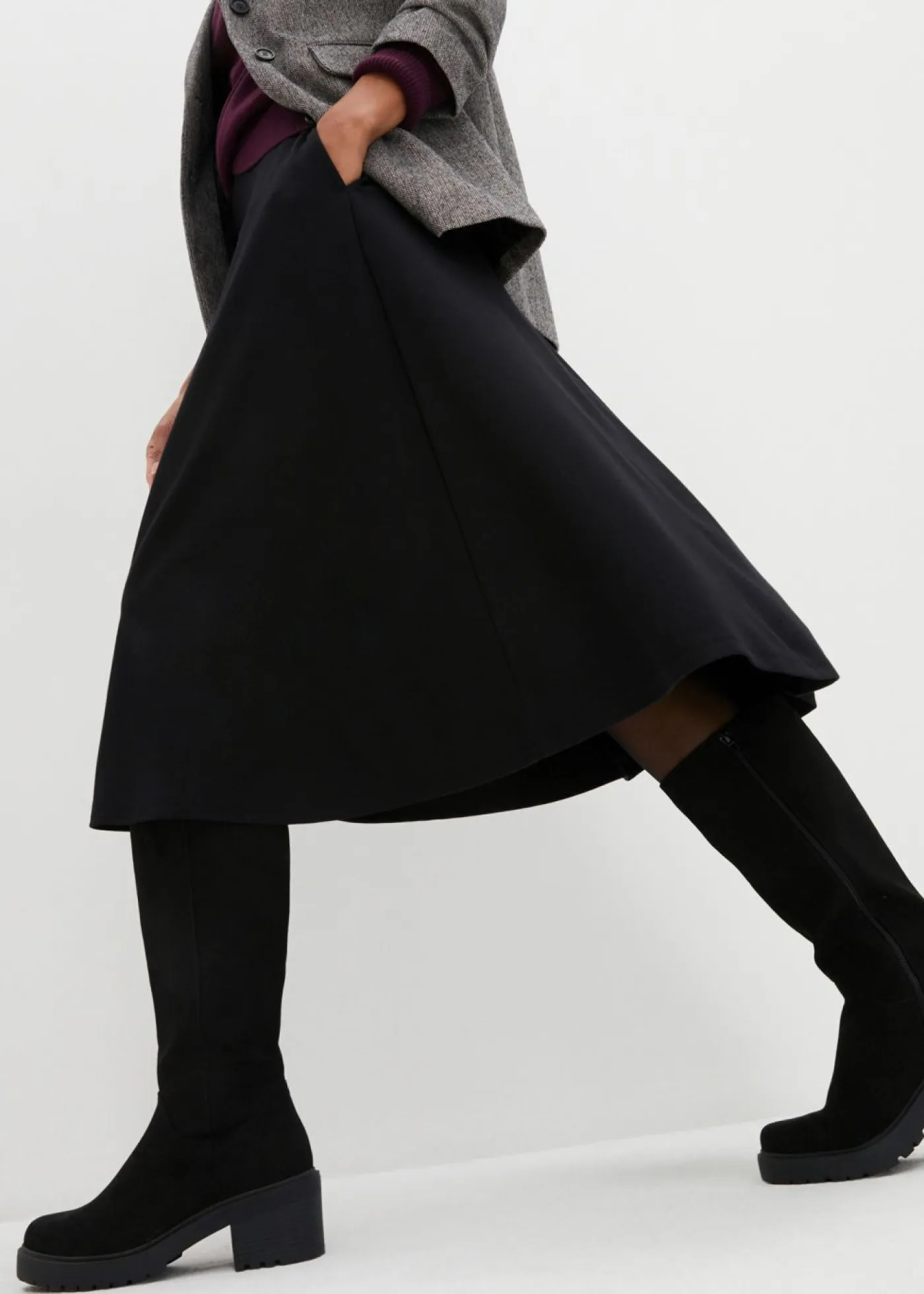 bonprix bonprix Faldas>Falda midi de Punto di Roma Negro