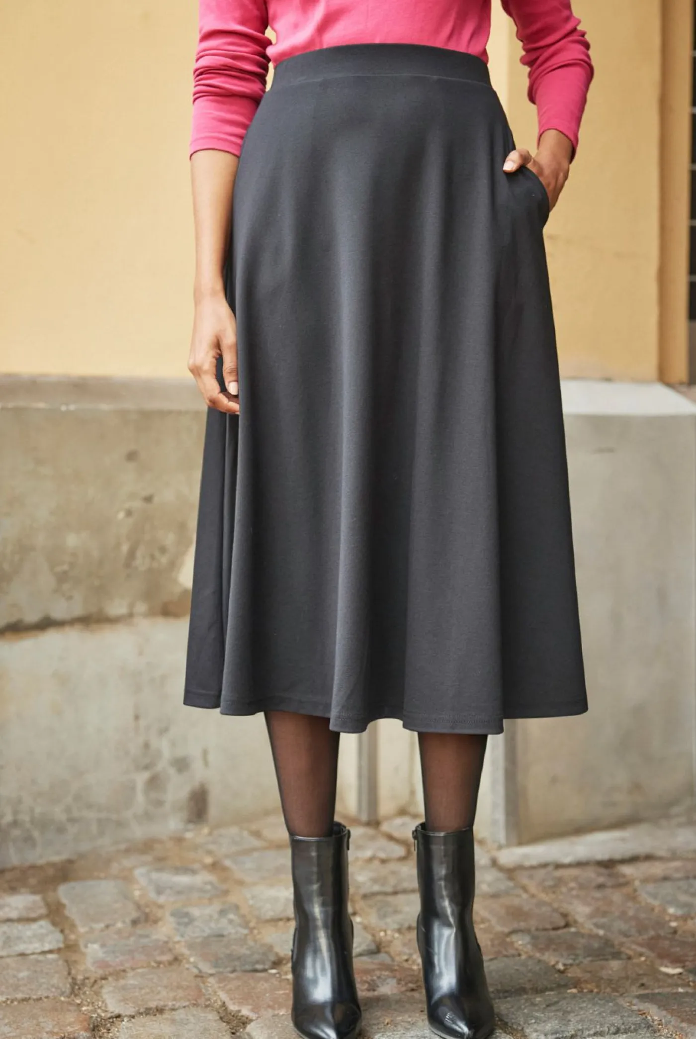 bonprix bonprix Faldas>Falda midi de Punto di Roma Negro