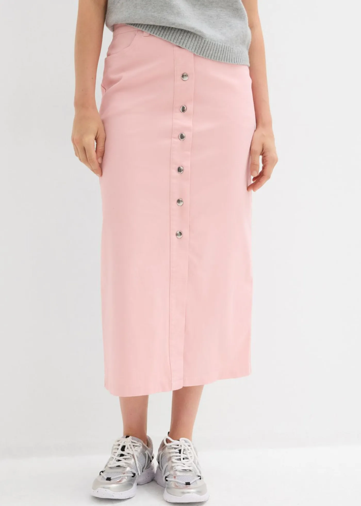 bonprix bonprix Faldas>Falda midi de sarga Rosa antiguo