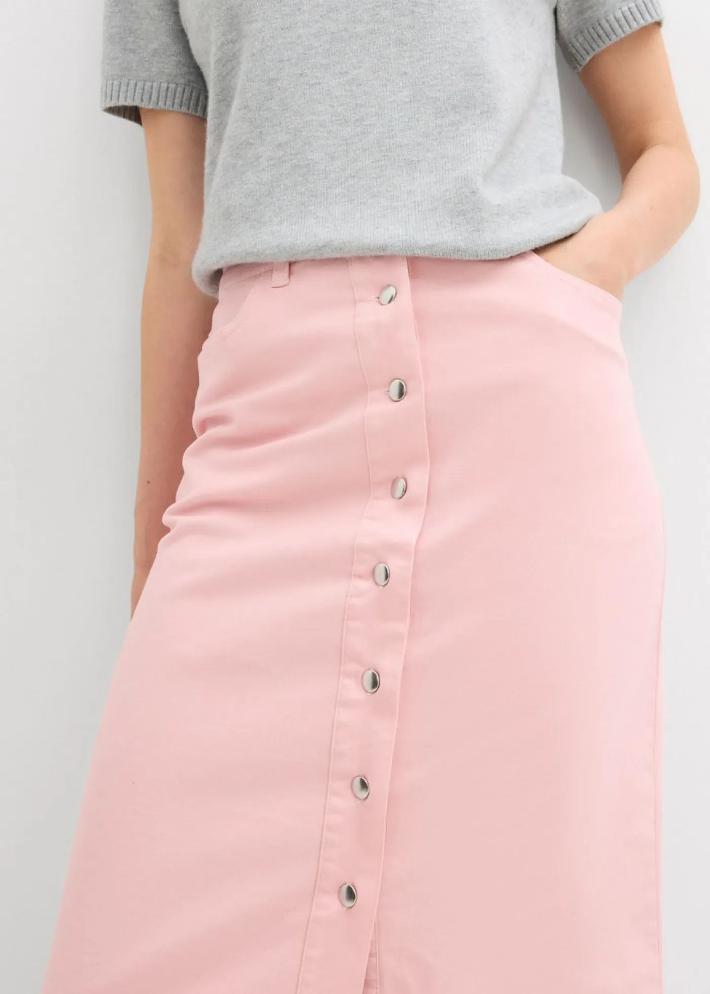 bonprix bonprix Faldas>Falda midi de sarga Rosa antiguo