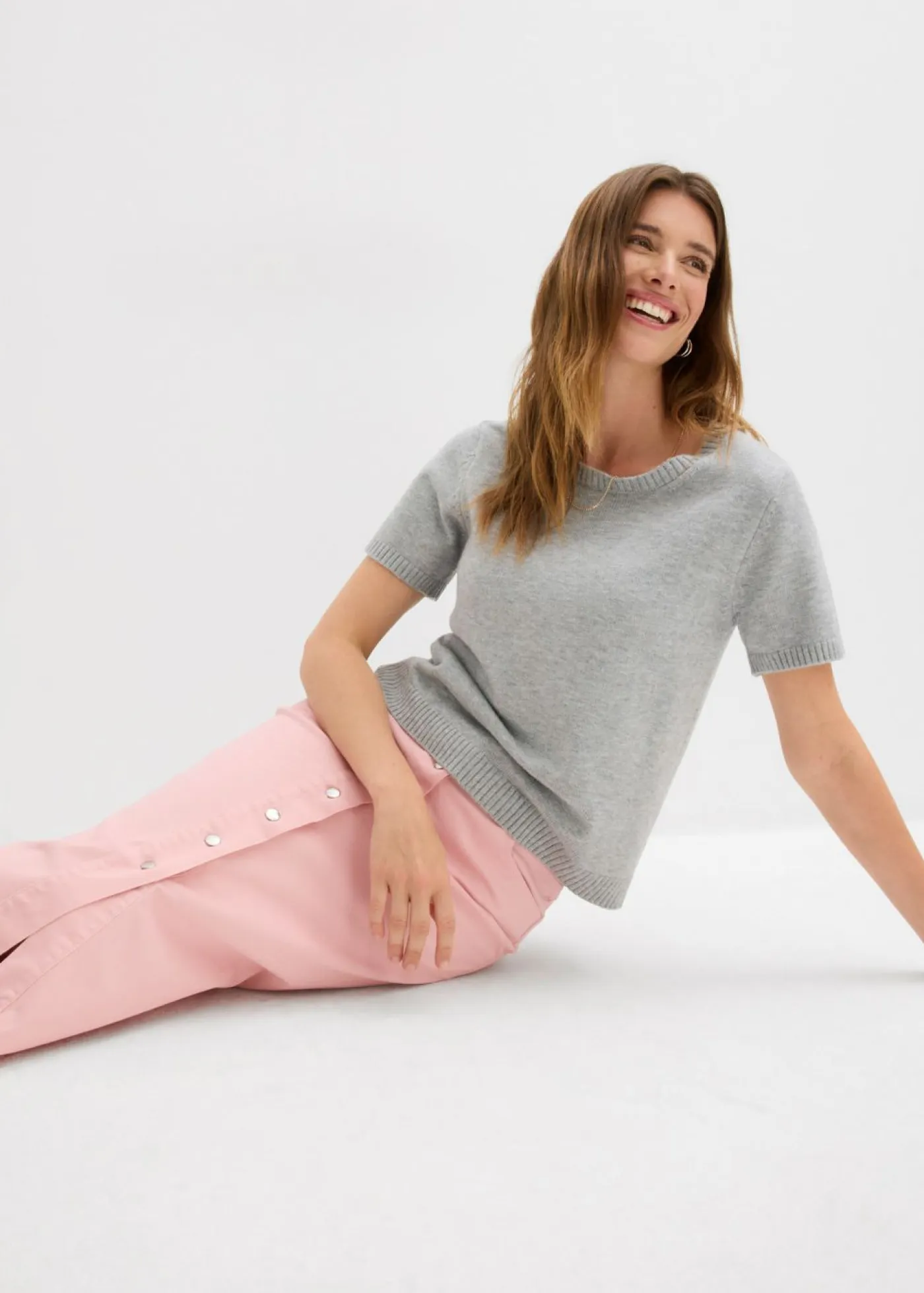 bonprix bonprix Faldas>Falda midi de sarga Rosa antiguo