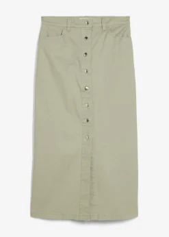 bonprix bonprix Faldas>Falda midi de sarga Verde alga