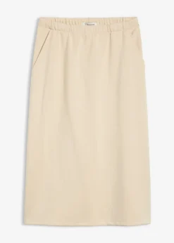 bonprix bonprix Faldas>Falda midi de suave neopreno Arena claro