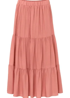 bonprix bonprix Faldas>Falda midi de viscosa con efecto arrugado Coral humo