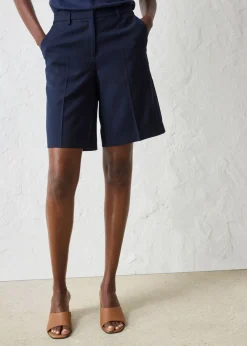 bonprix bonprix Premium|Pantalones>Falda pantalón con contenido de lana azul marino moteado