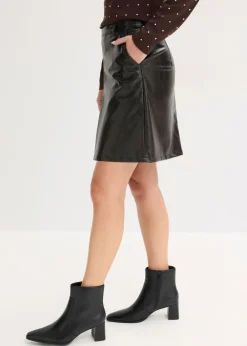 Mujer bonprix bonprix Falda plisada de charol sintético