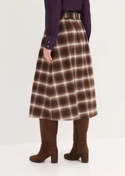 Mujer bonprix bonprix Falda plisada de cuadros con cinturón (2 piezas)