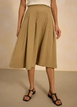 bonprix bonprix Faldas>Falda plisada de mezcla de viscosa suave oliva pálido